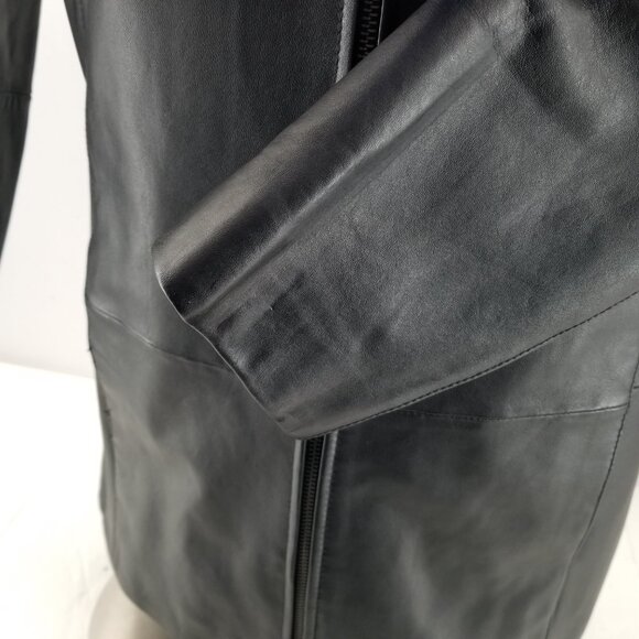 Wilsons Leather Pelle Studio Women Black Leather Insulated Jacket Coat Zip Large - Picture 7 of 13